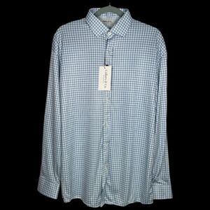 Collars & Co Polo Shirt Mens XL Tattersall Dress Collar Quattro Long Sleeve NWT